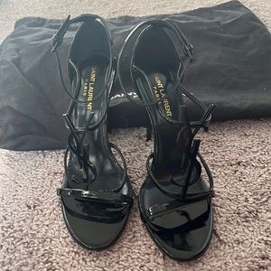 Black Saint Laurent Cassandra Leather Heels. Size 39. Good Condition.
